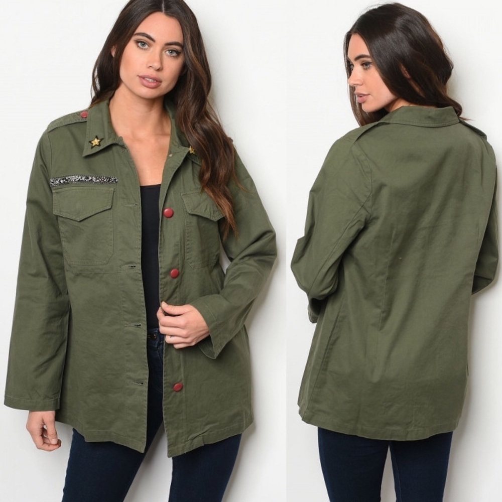 SUGARLIPS OLIVE MILITARY UTILITY JACKET